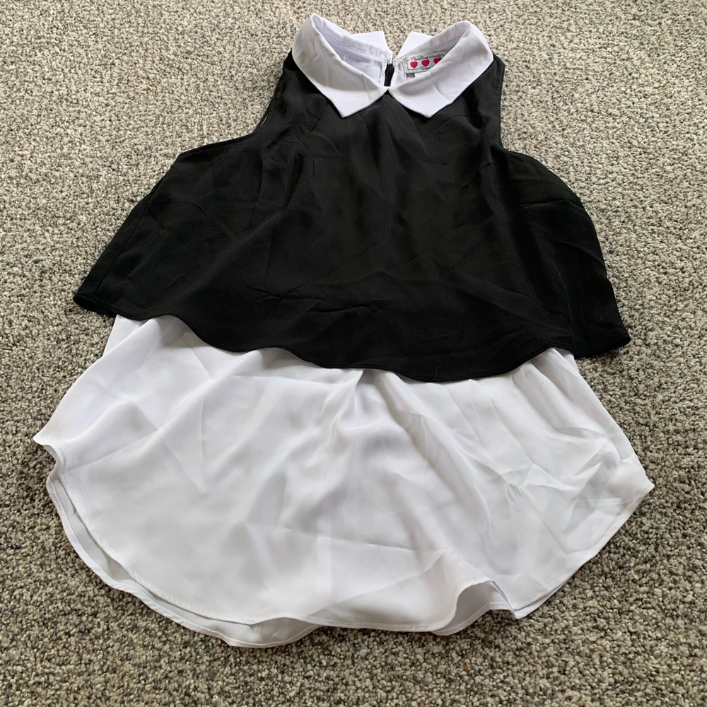 Black and white layered blouse